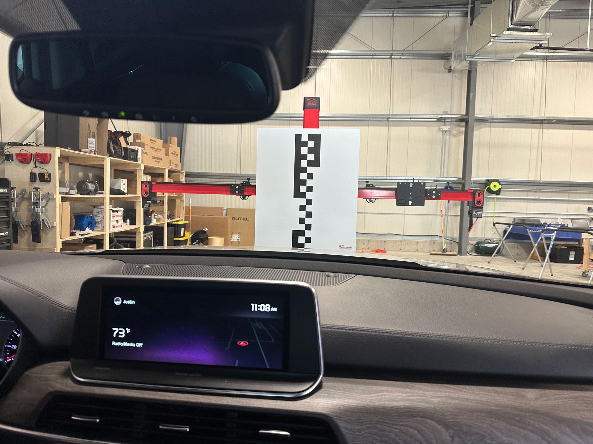 Forward camera ADAS calibration setup